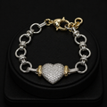 14K GOLD PLATED PAVE CUBIC ZIRCONIA HEART BRACELET