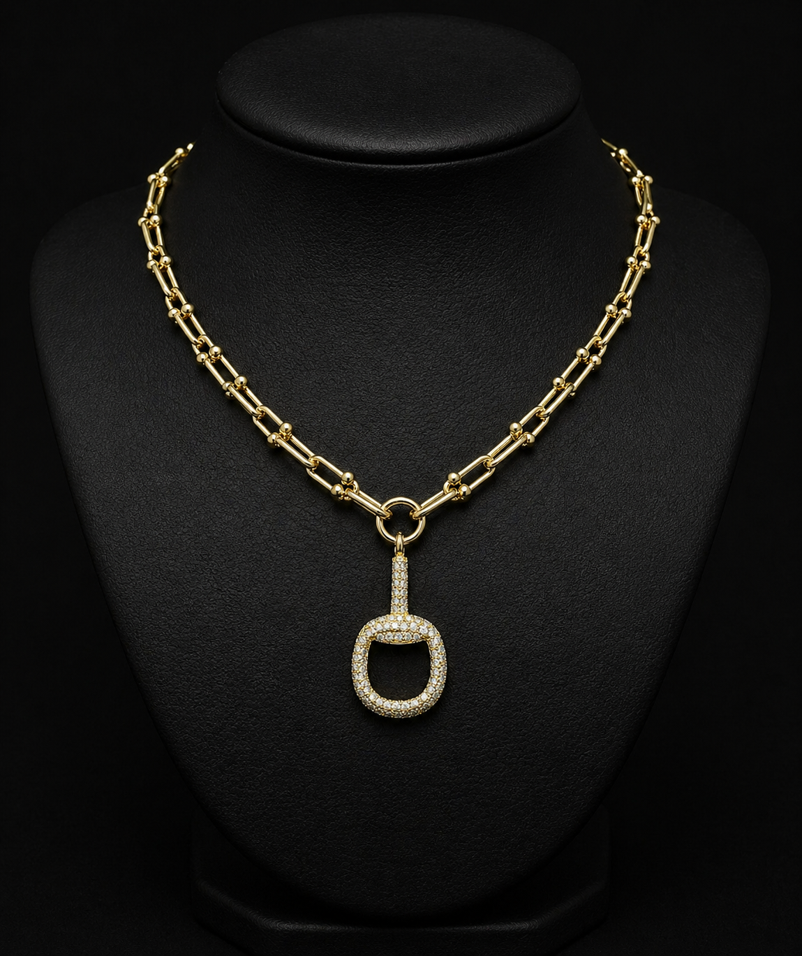 PAVE CZ HORSEBIT NECKLACE
