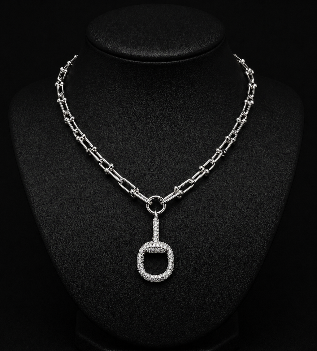 PAVE CZ HORSEBIT NECKLACE