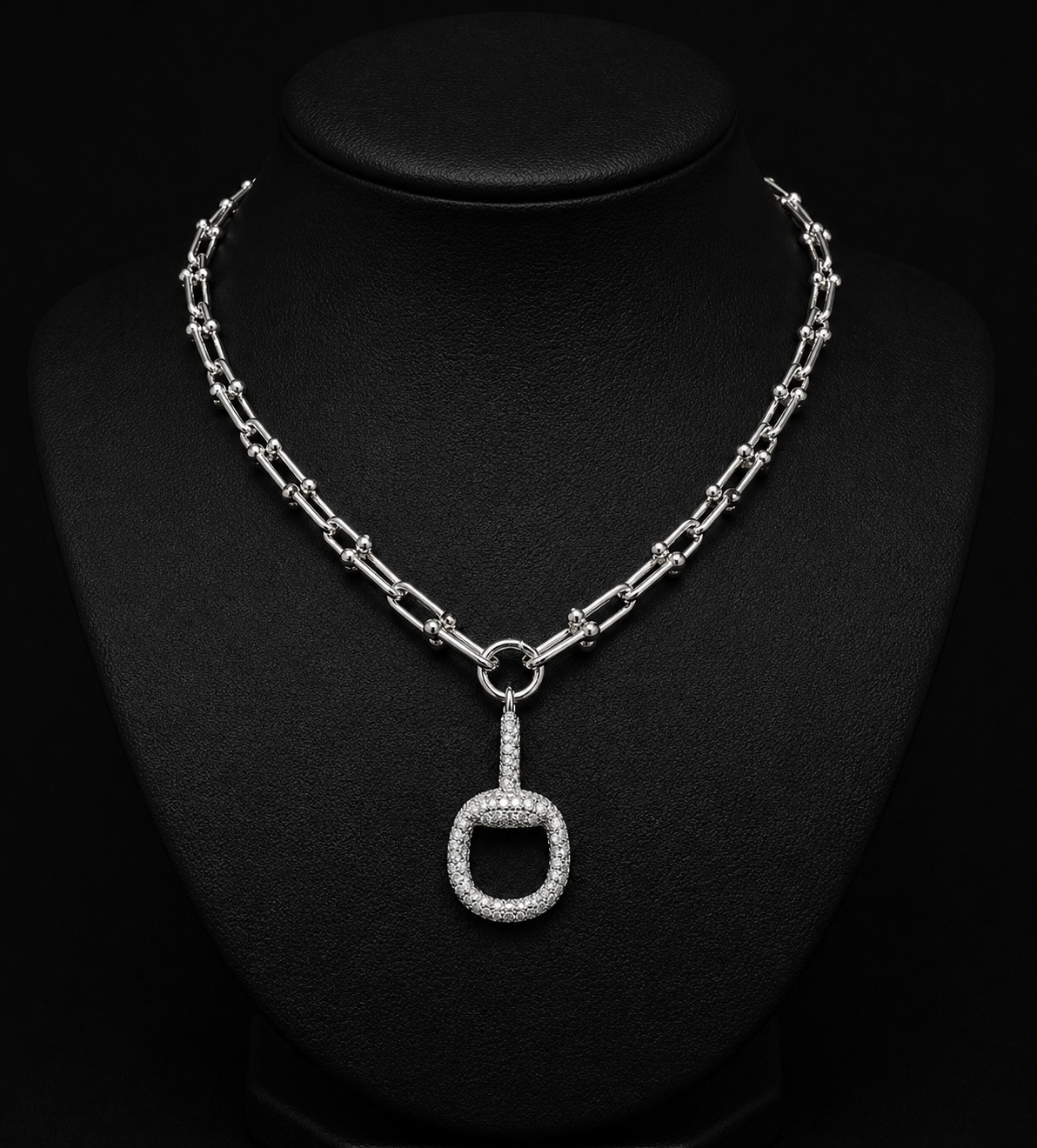 PAVE CZ HORSEBIT NECKLACE