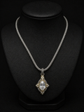14K Gold Plated CZ Pave Oval Pendant Magnetic Necklace